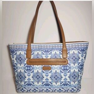 Brighton Rare Bella Capri Zip Tote Italian Tile Print Colorful Bag Purse
